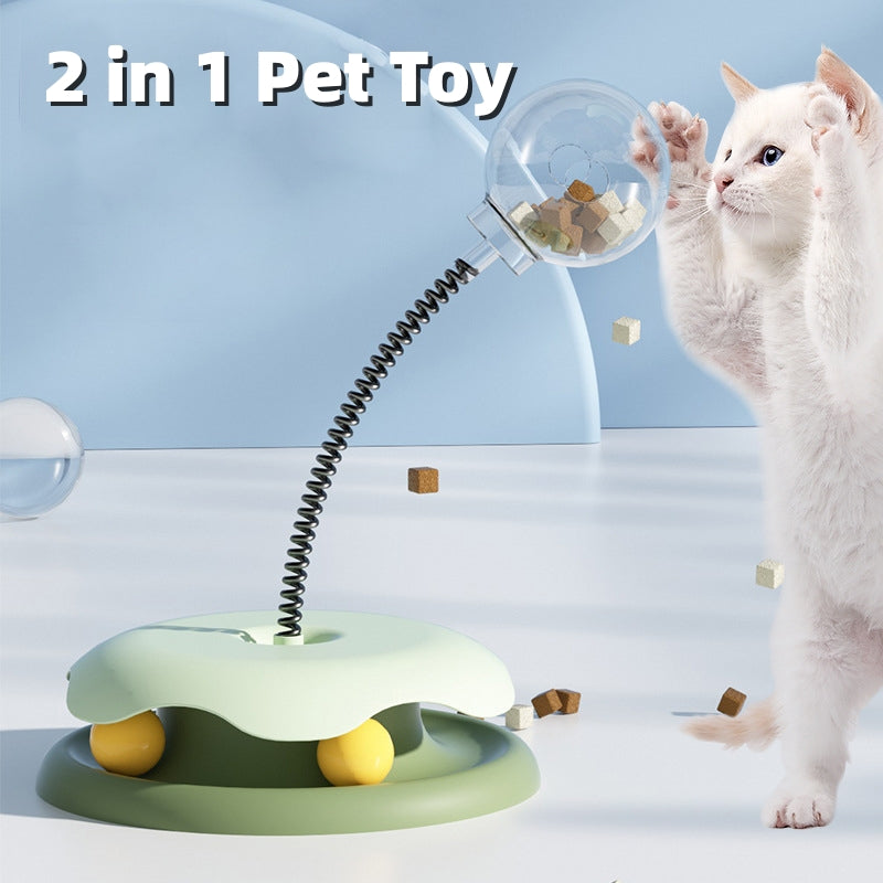 2-in-1 cat treat turntable toy
