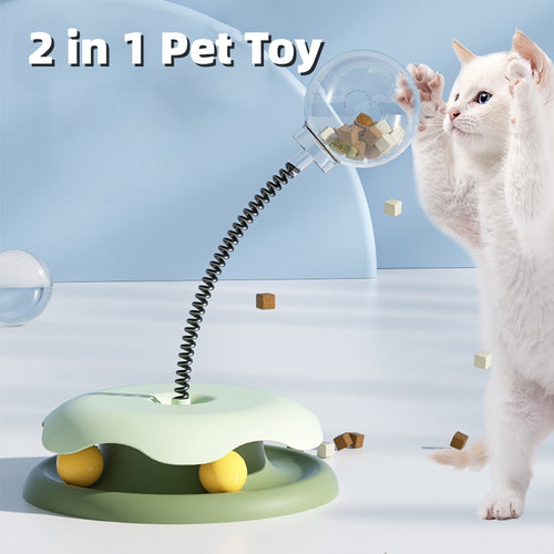 2-in-1 cat treat turntable toy