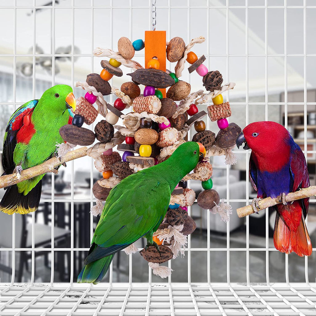 Wooden Fruit Skewer Chew Toy for Parrots