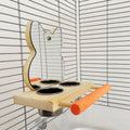 Bird Perch with Mirror & Stainless Steel Food Cup