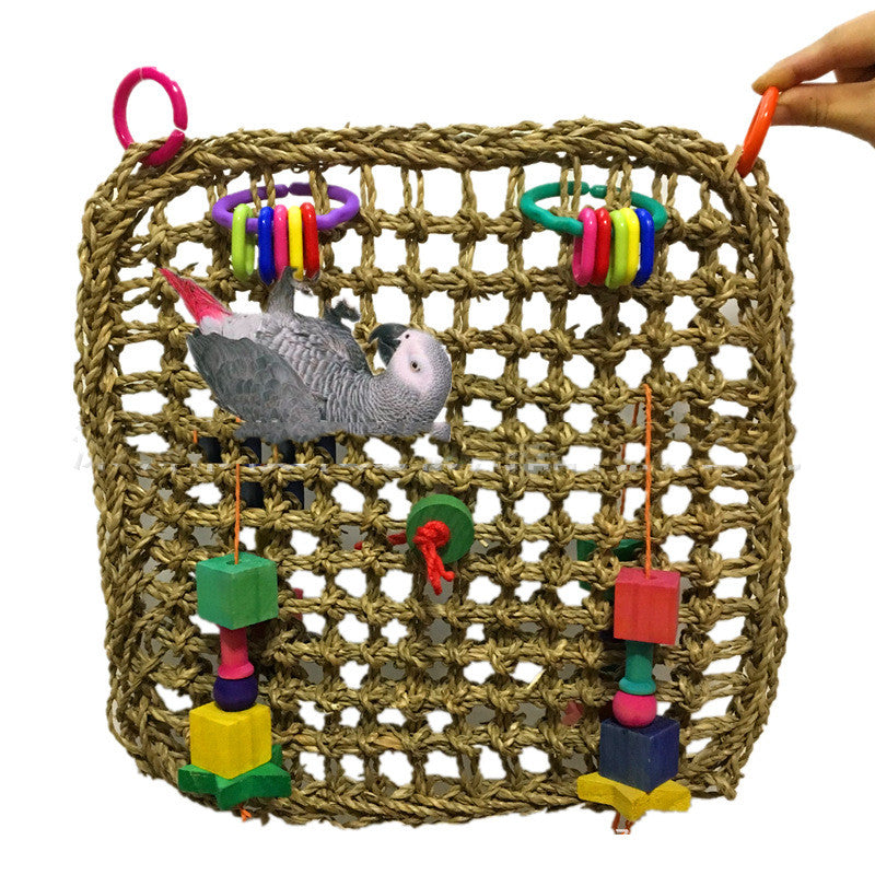 Woven Straw Parrot Hammock