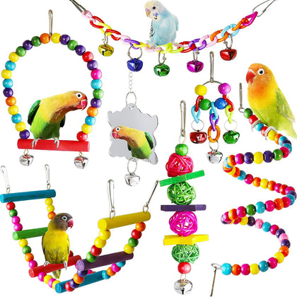 PawMingo 7-Piece Bird Cage Toy Set