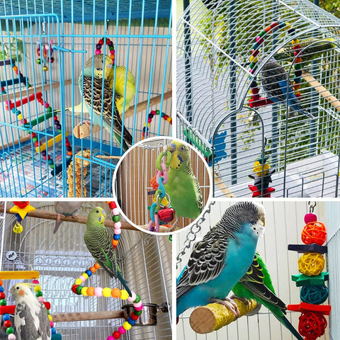 PawMingo 7-Piece Bird Cage Toy Set